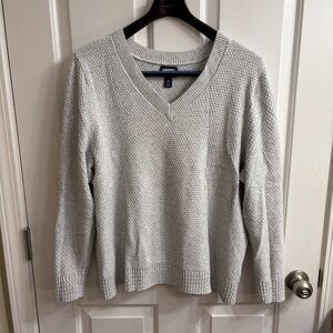 Lands' End Light Gray Speckled Knit Sweater, 1X